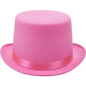 Top Hats for Adults and Kids Costume Magician Hat Prom Dance Deluxe Felt Tuxedo Dress Up Formal Hat-Unisex (31cm*27cm, 01-pink)