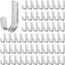 Blulu 60 Pcs 2" Cable Support J Hooks Heavy Duty Galvanized Steel Wire Management Cable J Hooks Hangers for Attaching to Vertical Surfaces Wall Mounting, Silver
