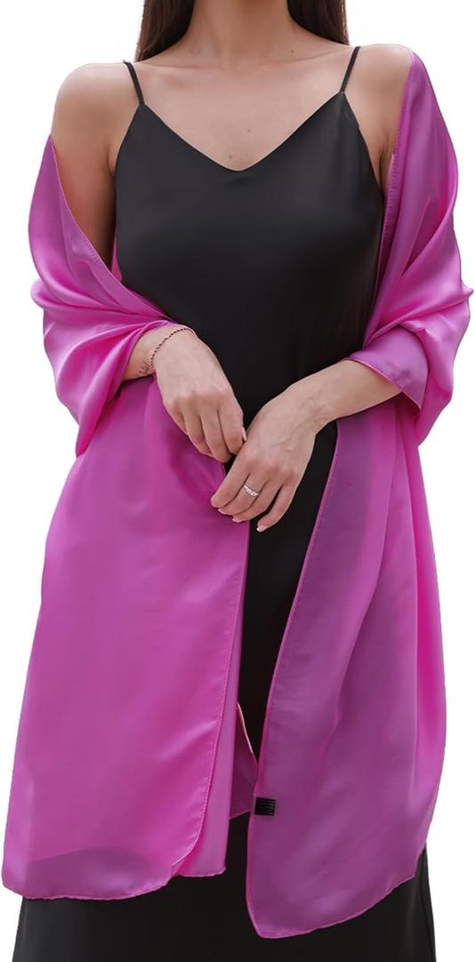 Womens Scarf Pashmina Shawls and Wraps for Evening Dresses Like Chiffon Silk Scarf for Bridal Weddings (Rose Pink)