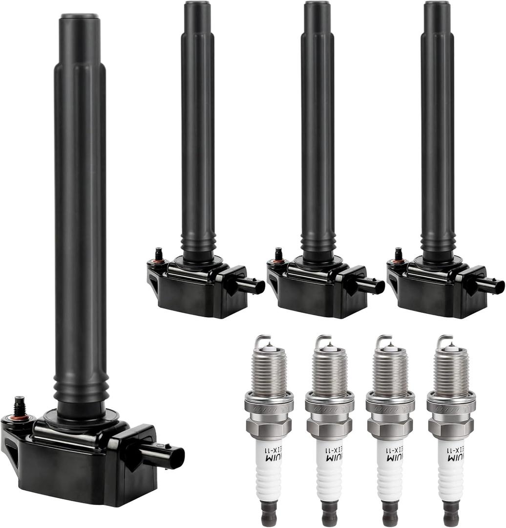 Ignition Coil Pack Spark Plugs Replacement for L4 2.4 2015 2016 2017 2018 2019 2020 2021 Jeep Renegade Cherokee Compass, Ram ProMaster, 13-16 Dodge Dart, 16-18 Fiat 500X, UF751 UF754