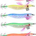Squid Jig, Luminous Floating Jig Hooks, 5PCs Luminous Fishing Bait Set Lures Squid Crawfish Bass Fishing Lures Saltwater Squid Hook Shrimp Lure Bait Fishing Tackles