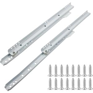 14 Inch Drawer Slides, 1 Pair, White Coated Steel
Removable Bottom Mount, Drawer Track with Smooth Sliding Nylon Wheels