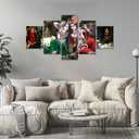 Hindu God Wall Decor Krishna Paintings for Wall Art Lord Krishna Picture Radha Krishna Canvas Print Hinduism Poster Krishna Radha Frame Home Living Room Bedroom Decoration 5 Panel(60x32 inches)