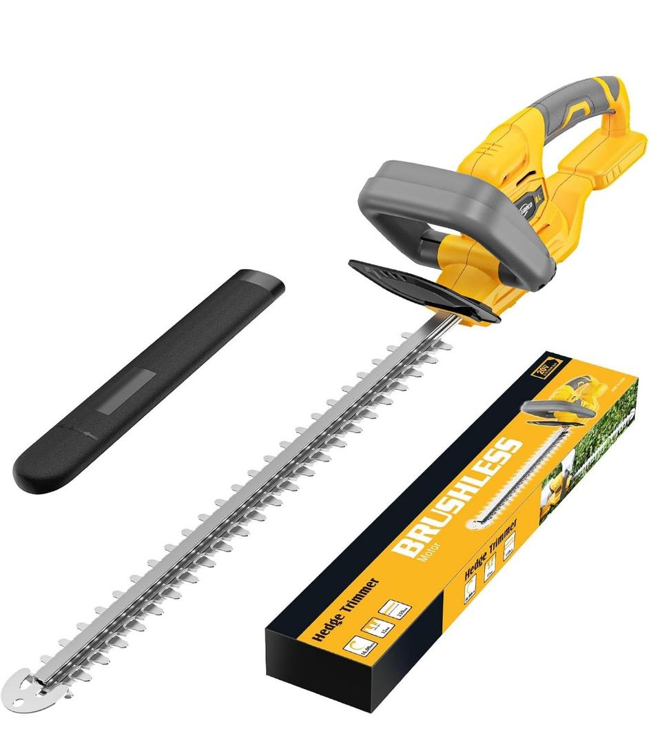 Hedge Trimmer Compatible for Dewalt 20V 60V Battery (NO Battery) | Cordless Electric Hedge Trimmer with 1600RPM Brushless Motor, 22'' Dual-Action Blade with 3/5'' Cutting Capacity