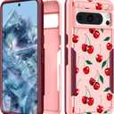 for Google Pixel 8 Pro Case Women - Cute Girls Cover Girly Kawaii Aesthetic Unique Design Cheery Heavy Duty Protective Shockproof Military Grade Teens for Google Pixel 8 Pro Phone Cases