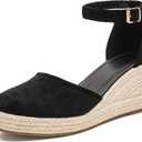 Womens Espadrilles Sandals, Closed Toe Platform for Women Ankle Strap Casual Comfortable Wedge Sandals (5.5, Black)