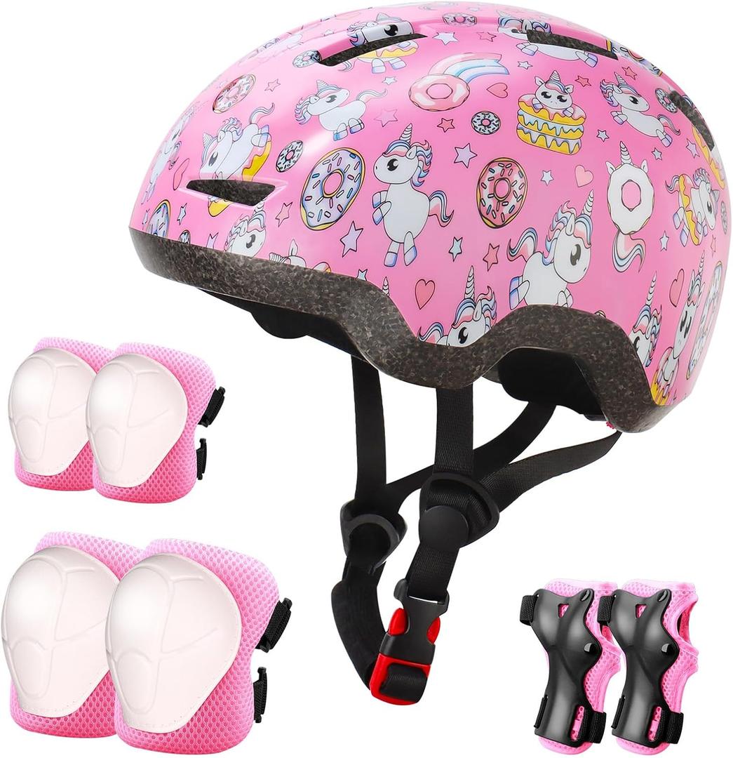 Kids Bike Helmet for Ages 3-8, Toddler Helmet for Boys Girls with Unicorn Print, Adjustable Lightweight Helmet for Cycling Scooter Skateboard