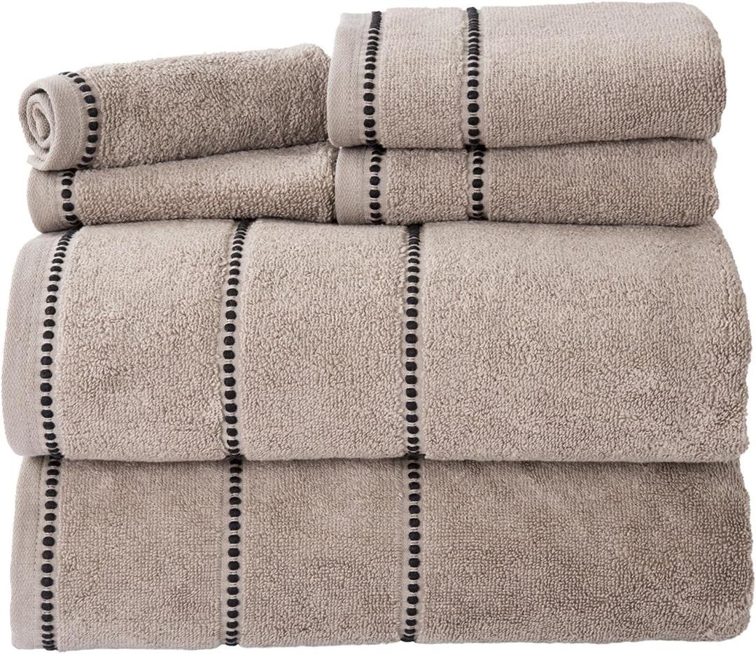 Lavish Home 6 Piece Bathroom Towels Set - 525GSM 100% Cotton Bathroom Essentials - 2 Bath Sheets, 2 Hand Towels, and 2 Wash Cloths for Bath, Shower, Gym, Spa, and Dorm Room (Taupe)