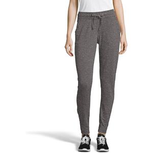 Hanes Women's Tri-blend French Terry Jogger with Pockets (Medium, Black Heather)
