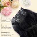 Black Hair Extensions, 22 Inch Long Wavy 4PCS Thick Hairpieces Black Fiber Double Weft Synthetic Clip in Hair Extensions for Women(Color:Black)
