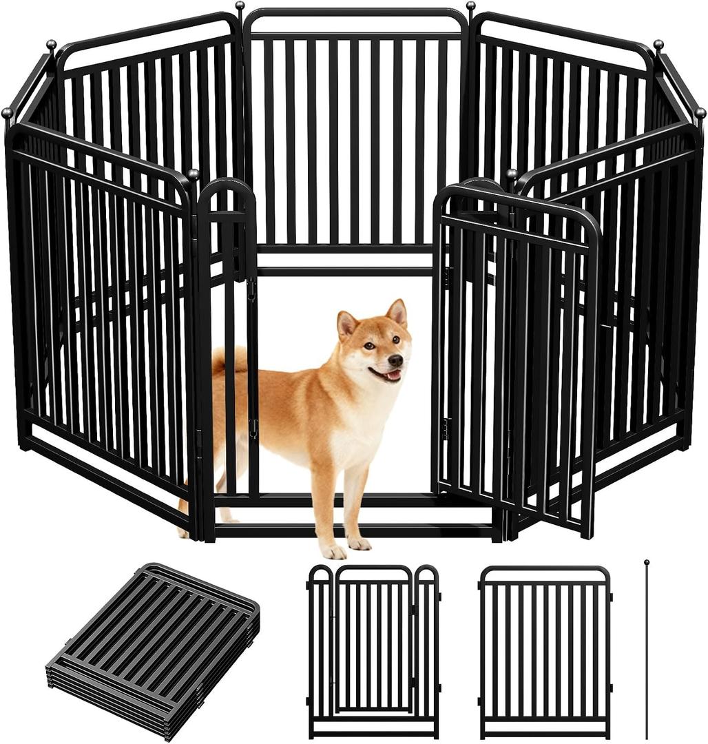 Thickened Metal Tube Dog Playpen Outdoor, Low Threshold Dog Pen, Heavy Duty 40" H 8 Panels for Pet Playpens Indoor, Portable Pet Fence for Yard RV Camping