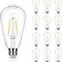 12 Pack 2W LED Edison Bulbs, 25 Watt Light Bulbs Equiv, 2700K Soft Warm with E26 Standard Base, LED ST19 Low Watt Light Bulbs, 250LM, Not-dimmable, 120V