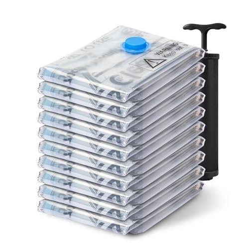 Vacuum Seal Bags for Clothing Travel, Jumbo - Space Saver Vacuum Storage Bags, Blanket & Clothes Storage Bags Vacuum Sealed – Hand Pump Included, Vacuum Storage Bags for Clothes, 4 Pieces