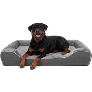 Cooling Orthopedic Dog Bed for Extra Large Dogs,Removable Washable Cover,Gel Memory Foam & Egg Crate Foam,Waterproof Joint Pain Relief 48"x30"x9.0",Dark Grey