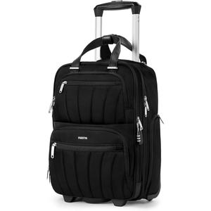 Underseat Carry On Luggage with Wheels, 16-inch Softside Rolling Bag, Lightweight Small Suitcase, Personal Item Travel Bag for Women (Black)