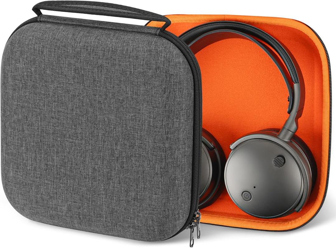 Geekria Shield Case for Over-Ear Headphones, Replacement Hard Shell Travel Carrying Bag with Cable Storage, Compatible with Audeze Maxwell, Soundcore SpaceOnePro, Sony WH-1000XM5 (Dark Grey)