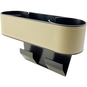 Cup Holder for Car Seat Gap Organizer, Multifunctional Cup Drink Holders with PU Leather Cover, Side Insert Center Console Gap Filler Storage Box for Mug, Bottle, Cellphones, Keys, Coffee, Coasters (beige2)