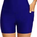 Tournesol Women's Swim Shorts High Waisted Bathing Suit Bottoms Tankini Swimsuit Boy Shorts with Pockets (XL)