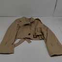 Womens Cropped Bike Jacket Casual Double Breasted Trench Coat with Belt Khaki  M
