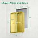 SaniteModar Shower Niche, Stainless Steel Shower Niche No Tile Needed, Recessed for Bathroom Storage (Brushed Gold, 12x24,Double)