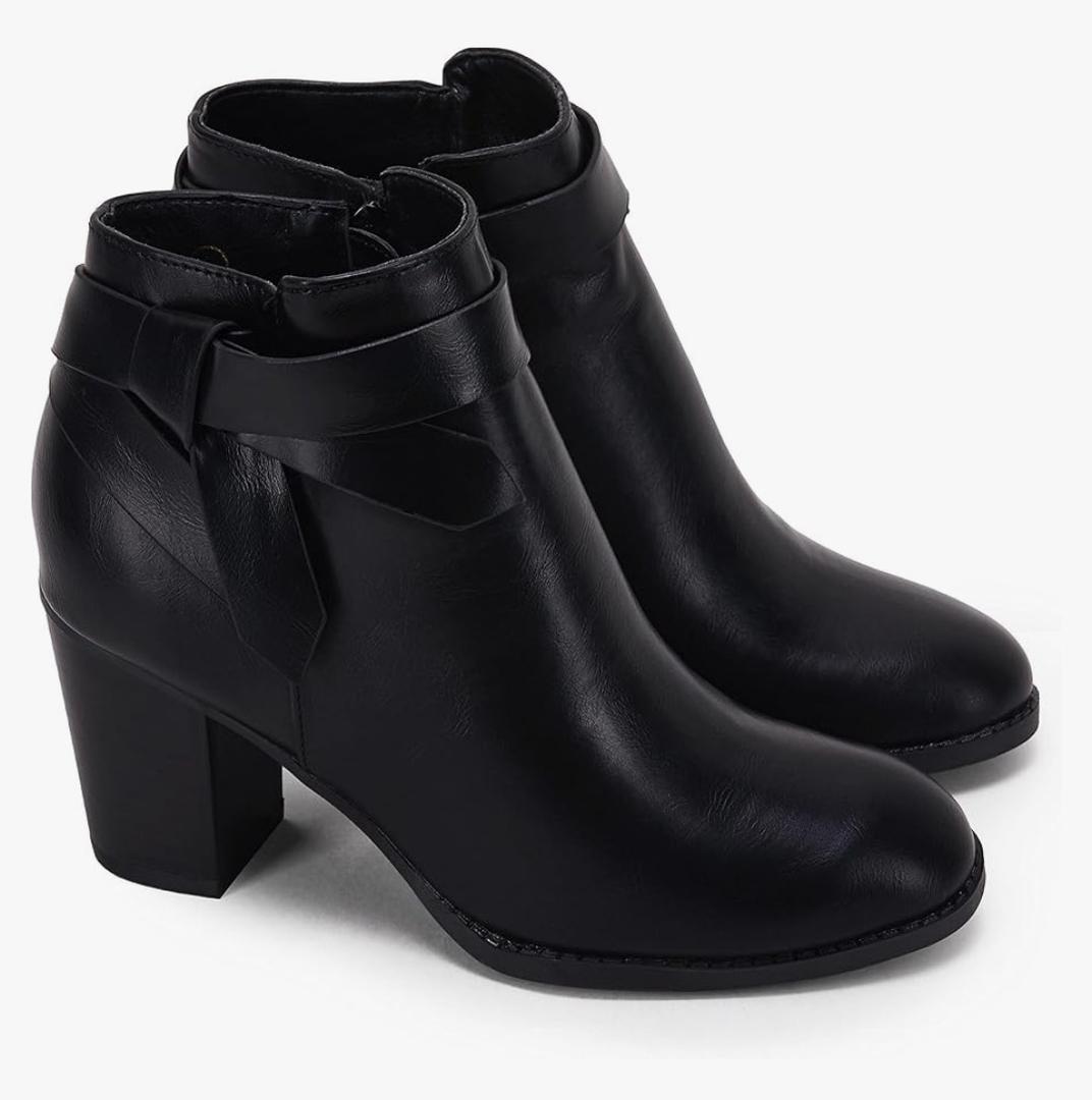 PiePieBuy Women's Tie Knot Chelsea Pump Ankle Boots Closed Toe Stacked Heel Booties Shoes Size 8,5