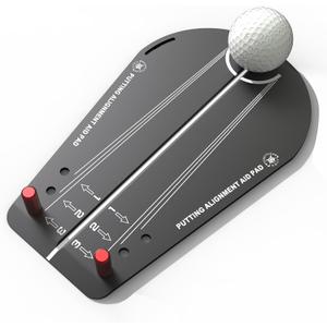 Putting Alignment Aid Pad, 1-3 Yards Putter Trainer for Quick Putting Improvement, Indoor/Outdoor Golf Practice Equipment, Gift Accessories (Black)