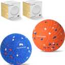 2 Pack Interactive Dog Balls - Auto Moving Bouncing Vibrating Washable Dog Toys for Large Medium Dogs, Type-C Rechargeable, Blue and Orange, Grid Pattern