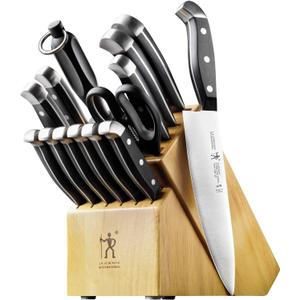 HENCKELS Statement Premium Quality 15-Piece Knife Block Set, Natural, Razor-Sharp, German Engineered Informed by 100+ Years of Mastery, Lightweight and Strong, Dishwasher Safe