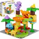 Kids Marble Run Building Block Dinosaur, Montessori Learning Resources STEM Toy Bricks Maze Puzzle Set Race Track Compatible with Major Brands for Age 3 4 5 6 7 8+ Boys Girls Birthdays