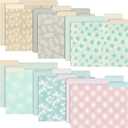 Juvale 12-Pack Cute Pastel Decorative File Folders - Letter Size (11.5 x 9.5 in) - Modern Floral Assortment & Solids - 1/3 Cut Tabs for Office Organization & School Supplies