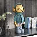 Dosker Astronaut Statues Spaceman Sculpture Polyresin Arts Gifts Light Blue Figurine Ornament Room Decor for Men,Home and Crafts Desktop Accessories Tabletop Decoration, Living Room, Office, Bookshelf