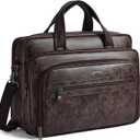 Shrrie Leather Messenger Bag for Men&Women 17 Inch Leather Laptop Bag,Water-Resistant Large Shoulder Satchel Office,Work (Coffee)