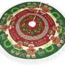 Cute Gingerbread Man Candy 36 inch Tassel Christmas Tree Skirt, Perfect Decorations for Halloween Christmas New Year Holiday Parties