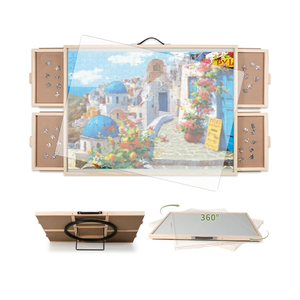 BuilderButler 2-in-1 Tilting & Rotating Puzzle Board, Portable Puzzle Table with 4 Drawers Cover,34.25" x 25.2" for 1500 Pieces