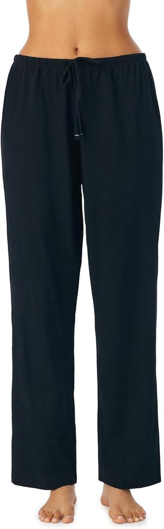 Nautica Womens Pajama Pants - Lightweight Wide Leg Lounge Pants - Cotton Knit Jersey - Sleepwear Loungewear PJs for Women (1X, Black)