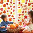 2 x Whaline 105Pcs Fall Glitter Maple Leaves Window Clings Colorful Hello Fall Window Decals Doubled-Sided Window Stickers for Autumn Thanksgiving Harvest Home School Office Party Supplies Gifts, 9 Sheets