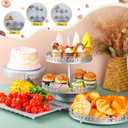 Tioncy 8 Pcs Cake Stand Set, Metal Dessert Table Display Stands for Dessert Table, Tiered Cupcake Holder Display Plates for Birthday Party Wedding Festival (Silver)