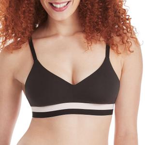 Hanes Women's Wireless Bra, Natural Lift Bras for Women, Soft Modal, Full Coverage, T-Shirt Soft (Plus Sizes, Too) (Black, L)