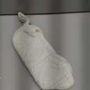 Christmas Stocking, Large Dog Bone Shape, Super Soft Cable Knit Pattern, 18", Fireplace Hanging Holiday Decoration, Knitted Xmas Stockings for Pets, Family Party Dcor, White