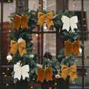 2 x 18Pcs Vintage Velvet Christmas Bows - 6 Inch Rustic Cozy Ribbon Bow Ornaments for Christmas Tree, Wreaths, Garland, Gift Wrapping, DIY Crafts & Xmas Home Decoration (Brown, Khaki, Beige)