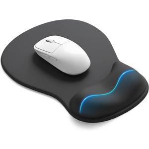 eulps Mouse Pad with Gel Wrist Rest, Ergonomic Comfortable Computer Wrist Support for Laptop, Pain Relief Mousepad with Non-Slip PU Base for Office & Home (All Black)