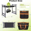 Garden Kneeler and Seat with Umbrella, 2-in-1 Foldable Gardening Stool with Adjustable Bracket, Detachable Tool Bags, Heavy Duty Kneeling Pad for Gardening (Black Orange)