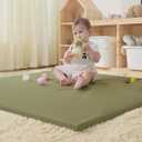 Vegan Leather Baby Play Mat, Wipe-Clean Play Mat for Floor, 50x50 in Thicken Foam Cushioned & Waterproof Playpen Mats for Infants, Kids and Toddlers, Green