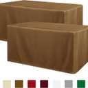 Obstal 2 Pack 8ft Tablecloths for Rectangle Tables - Water Resistant Washable Fabric Polyester Rectangle Table Cover Protector for Wedding, Banquet and Trade Shows, 96L x 30W Inches, Coffee
