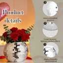 Disco Ball Vase 9" X 7.08" 2 Pcs Disco Ball Vases for Centerpieces Silver Mirror Disco Ball Planter for Wedding Table Centerpieces Birthday Party Decoration