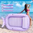 HeySplash Inflatable Tanning Pool Lounger Float, Suntan Tub for Adults, Blow Up Sunbathing Pool with Integrated Pillow and Cup Holder, Heavy Duty Tanning Bed for Backyard Lake Beach, 72.8 x 49.2"