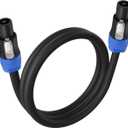 EBXYA 3 Feet Speakon Speaker Cable 12 Gauge(AWG) - Premium Speakon to Speakon Audio Cable Cord with NL4FX (NL4FC) Connector for Amplifiers and Speakers, 2-Conductor Speaker Wire