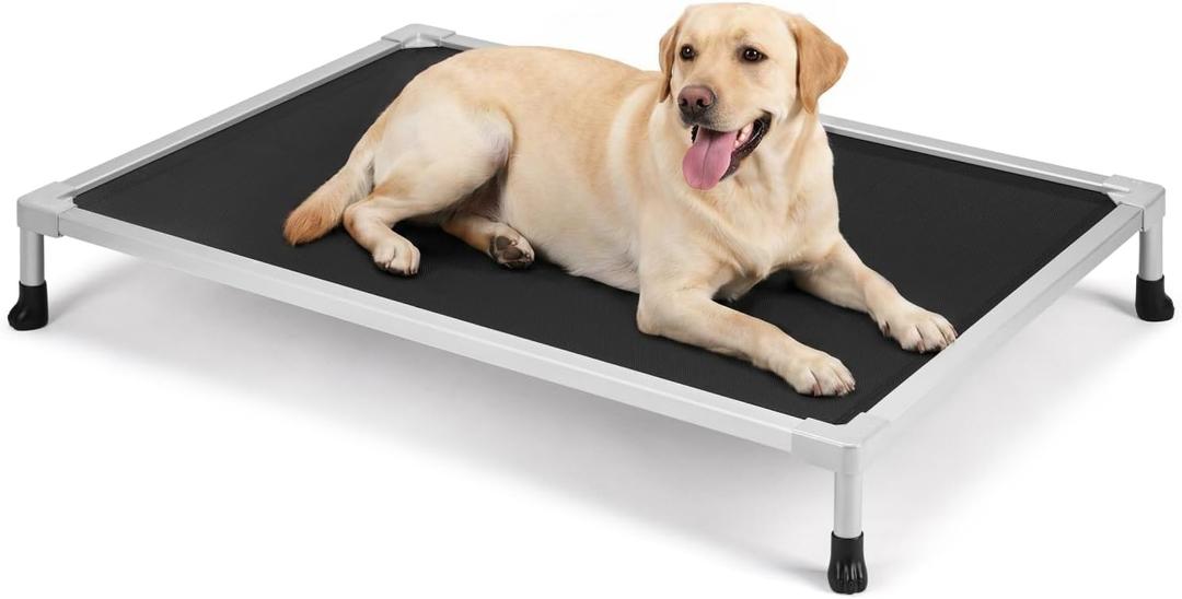 Veehoo Chew Proof Elevated Dog Bed, Silver Aluminum Dog Cot, Pre-Assembled