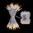 MULTI-SPARKING Battery Operated Christmas Lights - 50 LED Warm White Mini String Lights for Small Tree, Wreath, Crafts, Indoor/Outdoor Decor, 8 Modes & Memory Function, 18.3 Feet White Wire