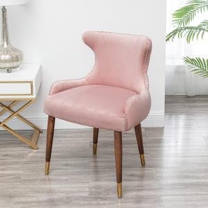 Roundhill Furniture Lindale Contemporary Velvet Upholstered Nailhead Trim Accent Chair, Pink